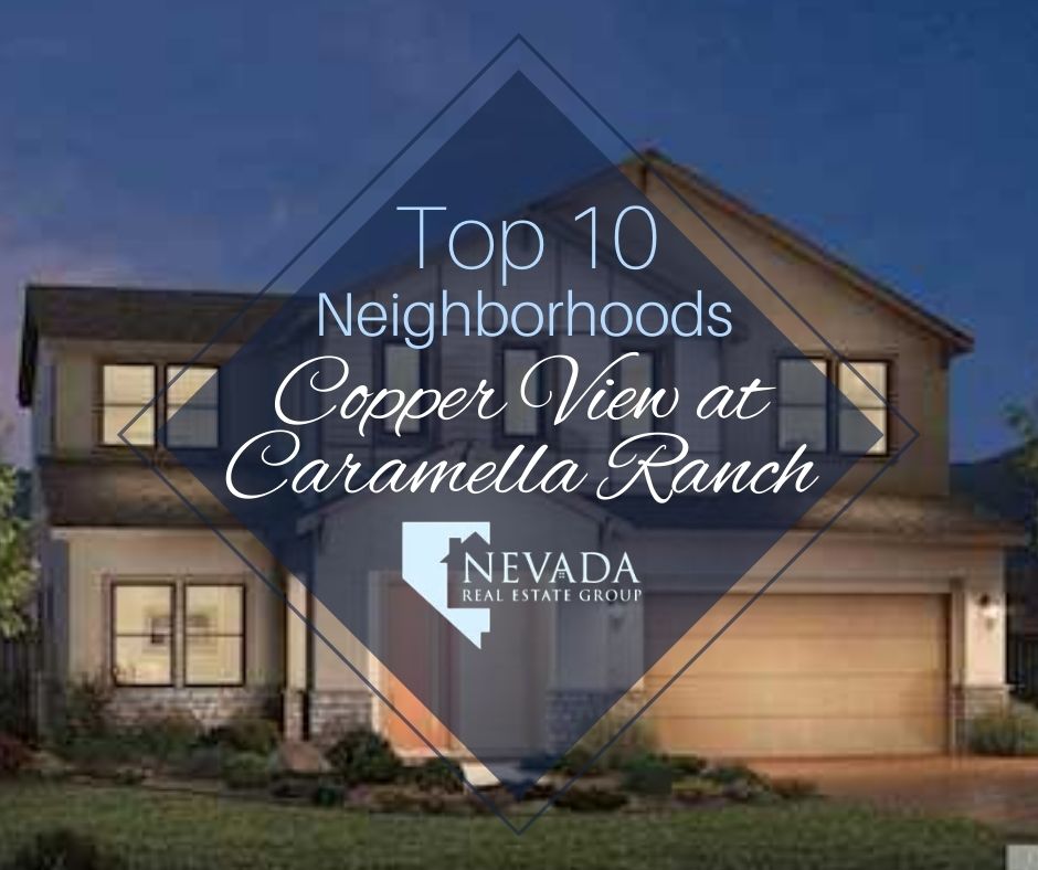 Copper View at Caramella Ranch Reno NV — gated community with private pool and Sierra Nevada mountain backdrop